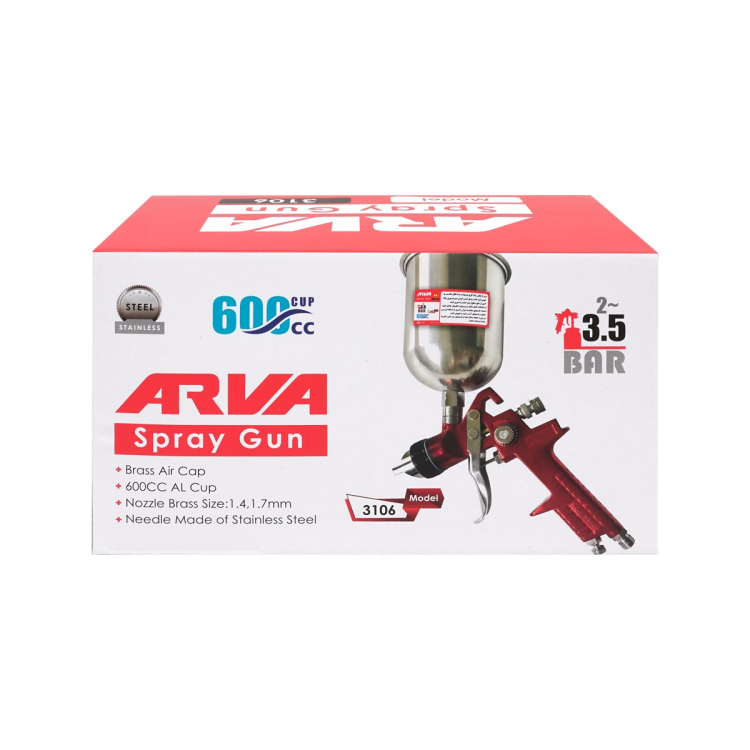 پیستوله رنگ پاش کاسه فلزی سه تنظیم مدل ۳۱۰۶