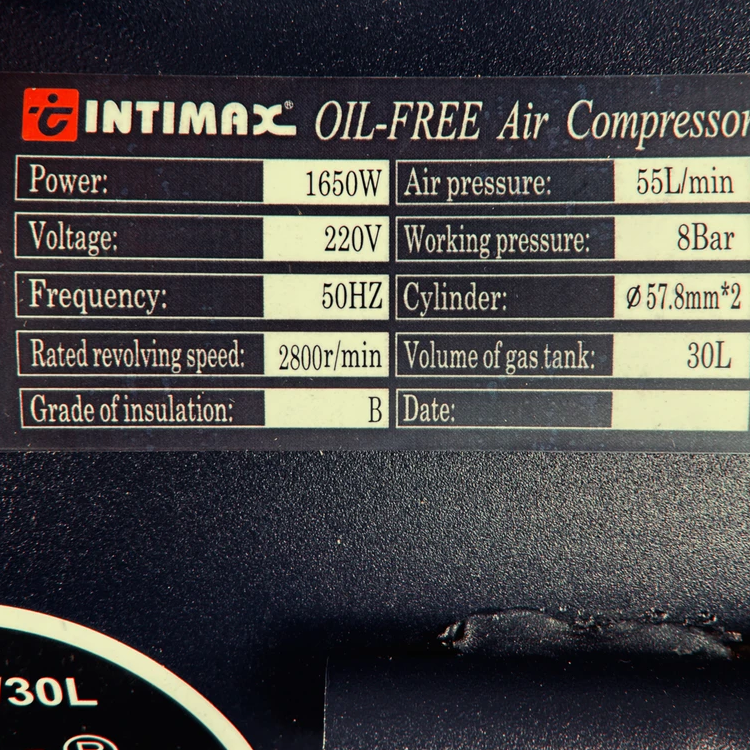 کمپرسور باد 30 لیتری سایلنت اینتیمکس INTIMAX مدل 30L