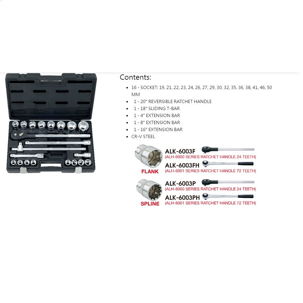 جعبه بکس 21 پارچه لیکوتا درایو 3/4 اینچ مدل ALK-6003F