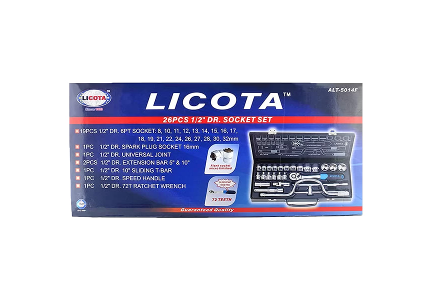 جعبه بکس 26 پارچه لیکوتا درایو 1/2 اینچ ALT-5014F