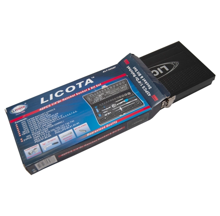 جعبه بکس و بیت 42 پارچه لیکوتا درایو 1/4 اینچ ALT-5008F