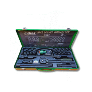 جعبه بکس مشکی فشار قوی 28 پارچه درایو 1/2 هنس مدل 4624