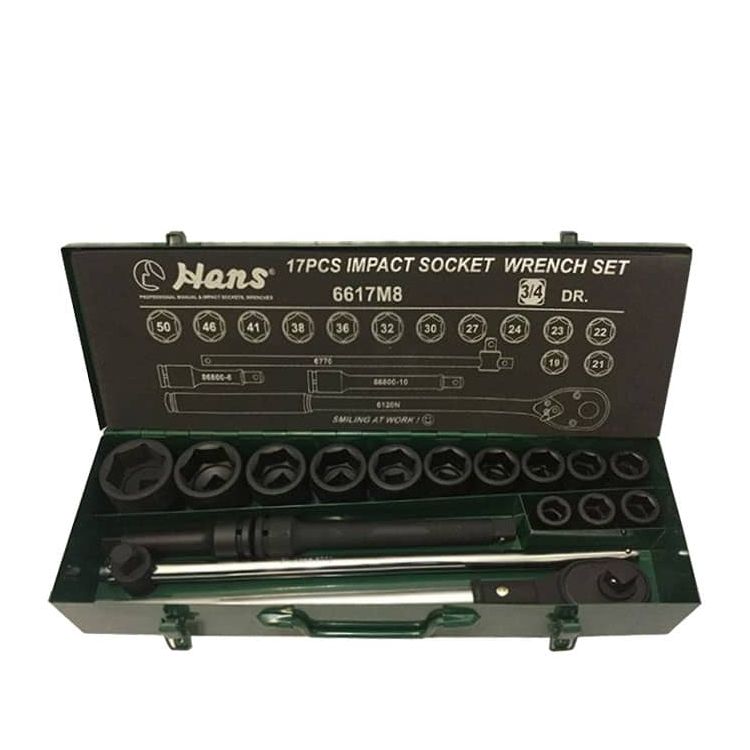 جعبه بکس 3/4 اینچ فشارقوی 17 پارچه هنس مدل 6617M8