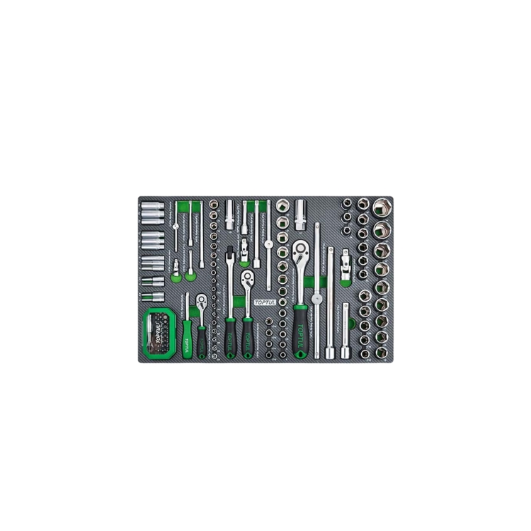 جعبه ابزار 340 پارچه 7 کشو چرخدار ذغالی با 5 کشو ابزار تاپ تول مدل GE-34028