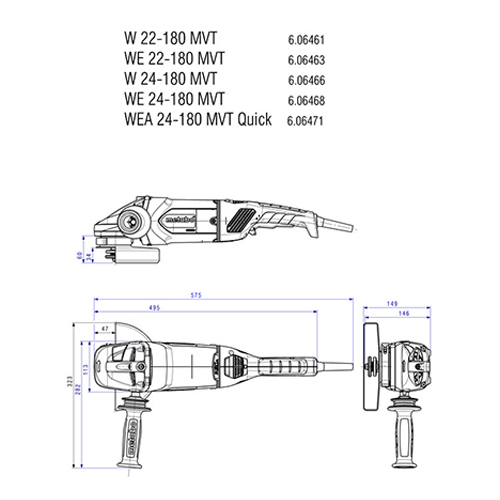 فرز آهنگری 2200 وات متابو مدل W 22-180 MVT
