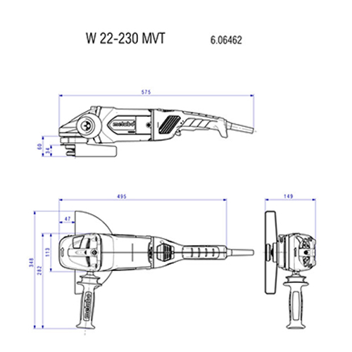 فرز سنگبری 2200 وات متابو مدل W22-230MVT